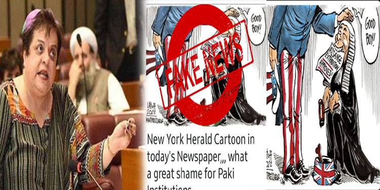 شیریں مزاری نے پاکستان میں امریکی سازش سے متعلق جھوٹا کارٹون شیئر کر دیا، اخبار 1924 سے بند ہے