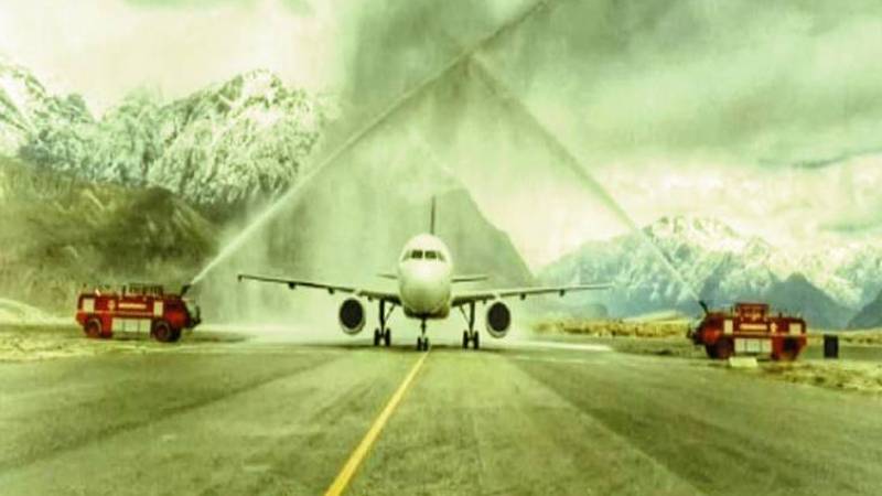 سکردو انٹرنیشنل ایئرپورٹ پر پہلی بین الاقوامی پرواز لینڈ کر گئی